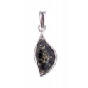Silver pendant with amber "Green flashes"