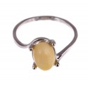 Silver ring with transparent, white amber