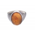 Silver ring with amber "Simplicity"