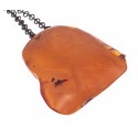 Egg yolk antique amber pendant with metal chain