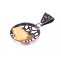 Silver pendant with white Bsltic amber