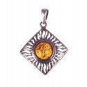 Silver pendant with amber