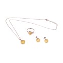 Silver jewelry set with white amber