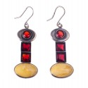 Silver earings with amber and stones