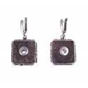 Original silver earrings with black amber