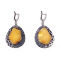 Silver - amber earrings "Amber landscapes"