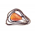 Brass brooch with Baltic amber "Lagoon"