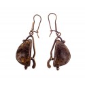 Brass earrings with black amber "Meditation"