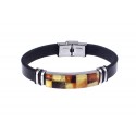 Leather bracelet with amber mosaic