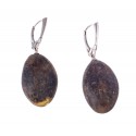 Silver earrings with black amber "Iceland"