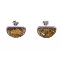 Silver earrings with green amber "Antoinette"