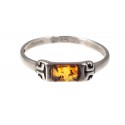 Silver ring with a square amber