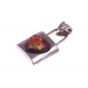 Silver pendant with amber "Locked heart"