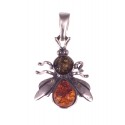 Silver pendant with amber "Fly"