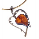 Brass necklace "Amber heart"