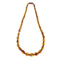 Amber necklace thread from moss green colour amber pieces