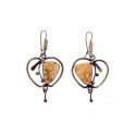 Brass-amber earrings "Paradise apples"