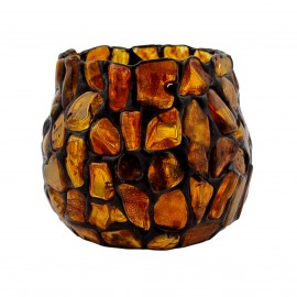 Natural amber decorated candlestick