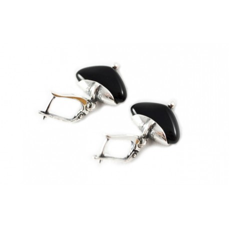 Silver earrings with black onyx