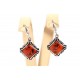 Silver earrings with clear amber