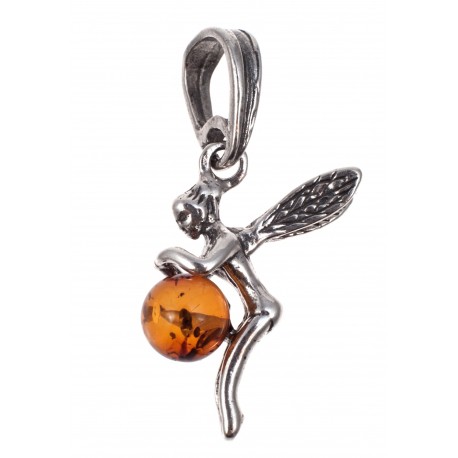Silver pendant "Amber Fairy"