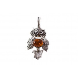 Silver-amber pendant "The Symbol of Wisdom"