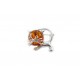 Silver cat with cognac-colored amber