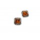 Square clips with clear cognac-colored amber