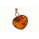 Silver - amber pendant "Burning Heart"