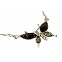 Silver butterfly with green and brown amber
