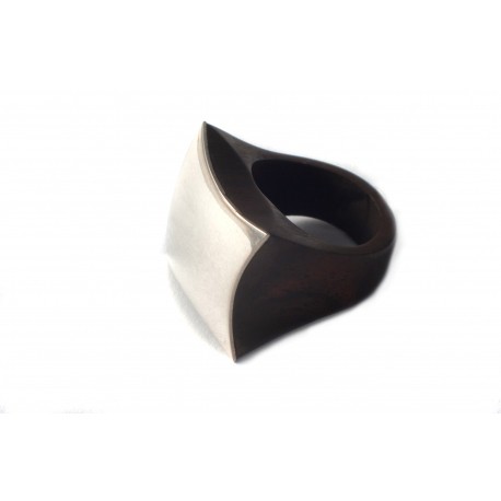 Wooden ring with silver 