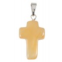 Amber cross with silver loop