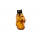 Wooden pendant with transparent cognac-color amber