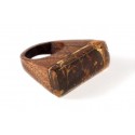 Wooden ring with greenish-lemon color amber