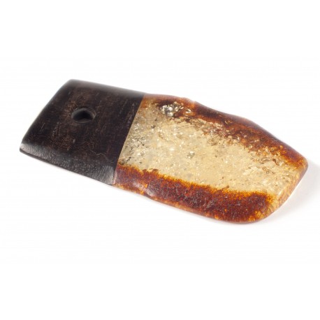 Wooden pendant with amber