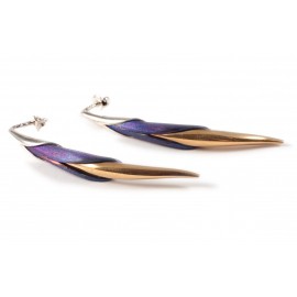 Silver earrings with titanium and gold-plated brass