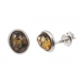 Silver earrings with green amber