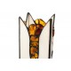 Stained glass candlestick decorated with natural amber