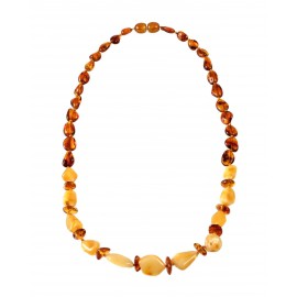 Necklace with yellow and cognac amber