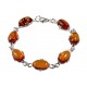 Silver bracelet with honey-color amber