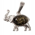 Silver-amber pendant "Elephant"