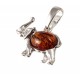 Silver-amber pendant "Elephant"