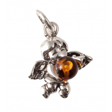Silver-amber pendant "Angel"