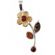 Silver pendant with three-colored amber