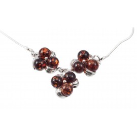 Amber-silver necklace "Dew Droplets"