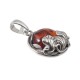 Silver pendant with cognac amber