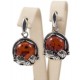 Silver earrings with cognac-color amber
