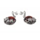 Silver earrings with cognac-color amber