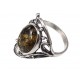 Amber-silver ring
