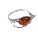 Silver - amber ring "Gentle Wave"